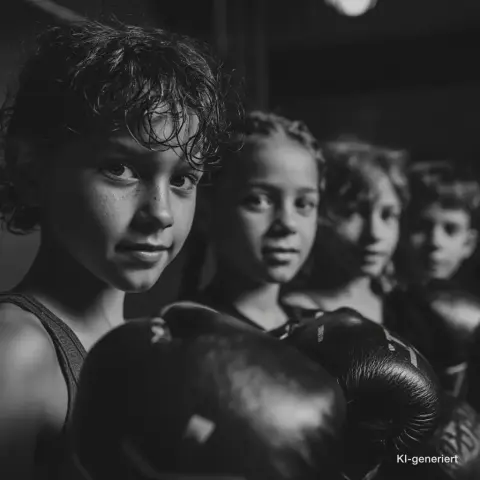 Kinder mit Boxhandschuhen beim Training