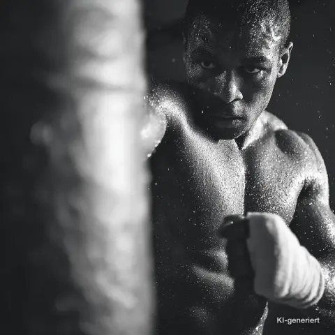Boxer beim Training am Boxsack